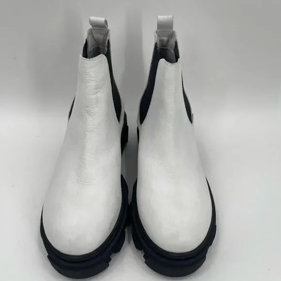 SILENT D Cress Chelsea Boot Size 38 (US 7/7.5) White Leather Lug Sole Slip On - Picture 7 of 16